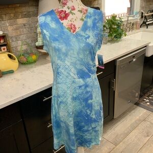 Silver Bait Sundress Blue Mermaid Scale Print Medium Stretch UPF 50 Wicking New